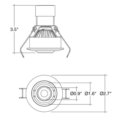 1 LV Round Gimbal Downlight: Mini-Line