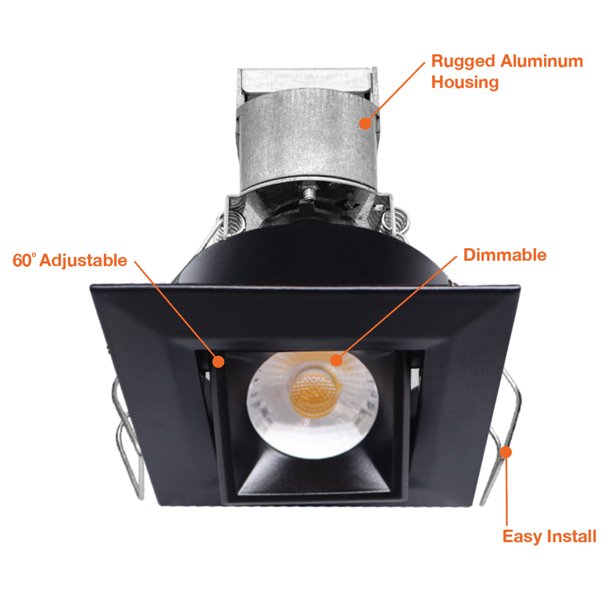 1 LV Square Gimbal Downlight: Mini-Line