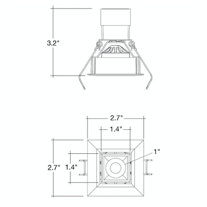 1 LV Square Gimbal Downlight: Mini-Line