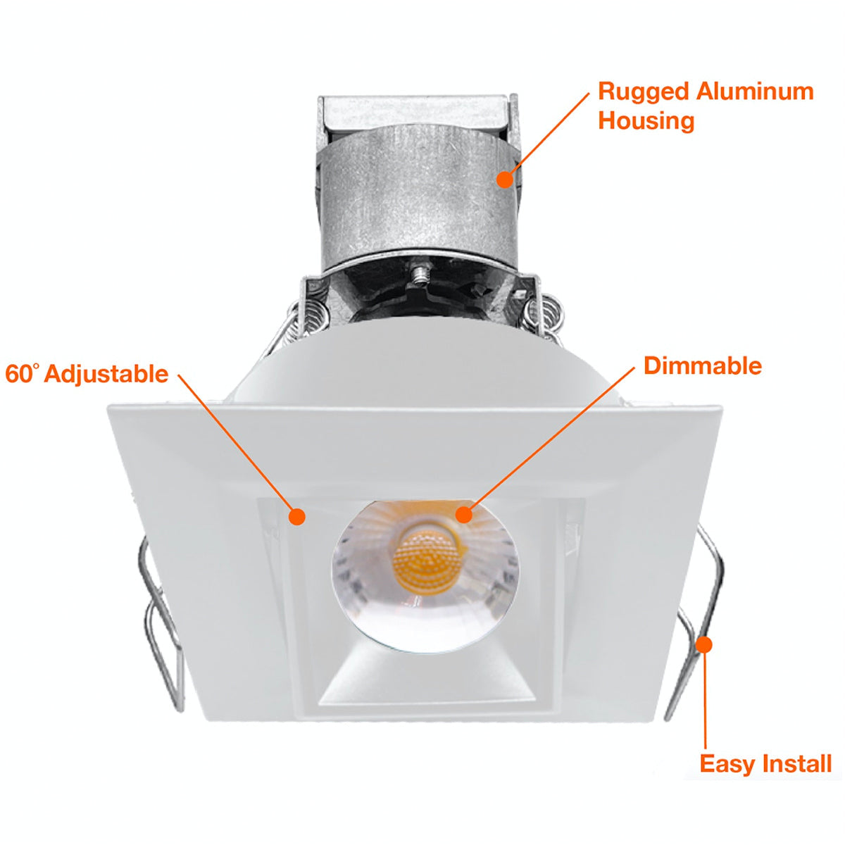 1 LV Square Gimbal Downlight: Mini-Line